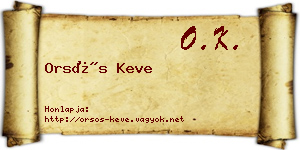 Orsós Keve névjegykártya